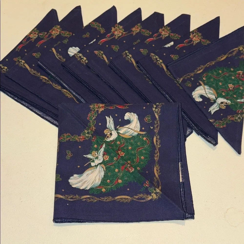9 Festive Angel Print Napkins